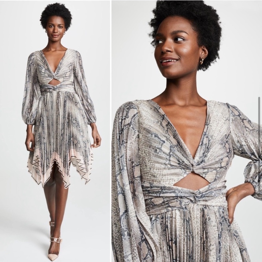 NWT ZIMMERMANN Midi Dress Wedding Cutout Pleated Silk Long Puff Sleeve Size 0 4